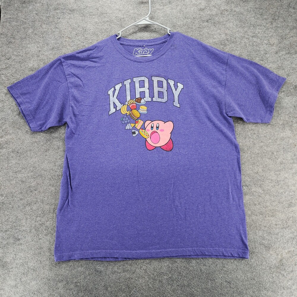 Kirby Shirt Mens XL 46/48 Short Sleeve Purple Nintendo
